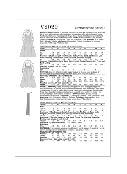 Vogue Pattern V2029 Misses' Dress