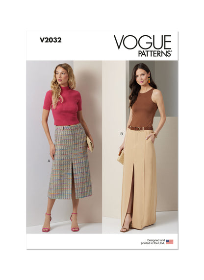 Vogue Pattern V2032 Misses Skirt Pants