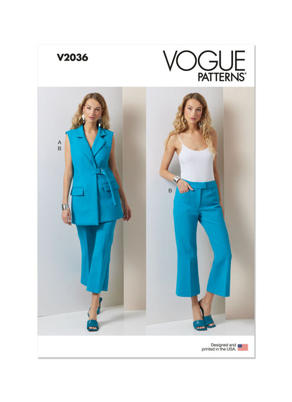 Vogue Pattern V2036 Misses' Vest and Pants