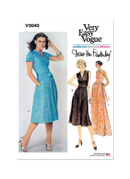 Vogue Pattern V2040 Misses' Front Wrap Dresses