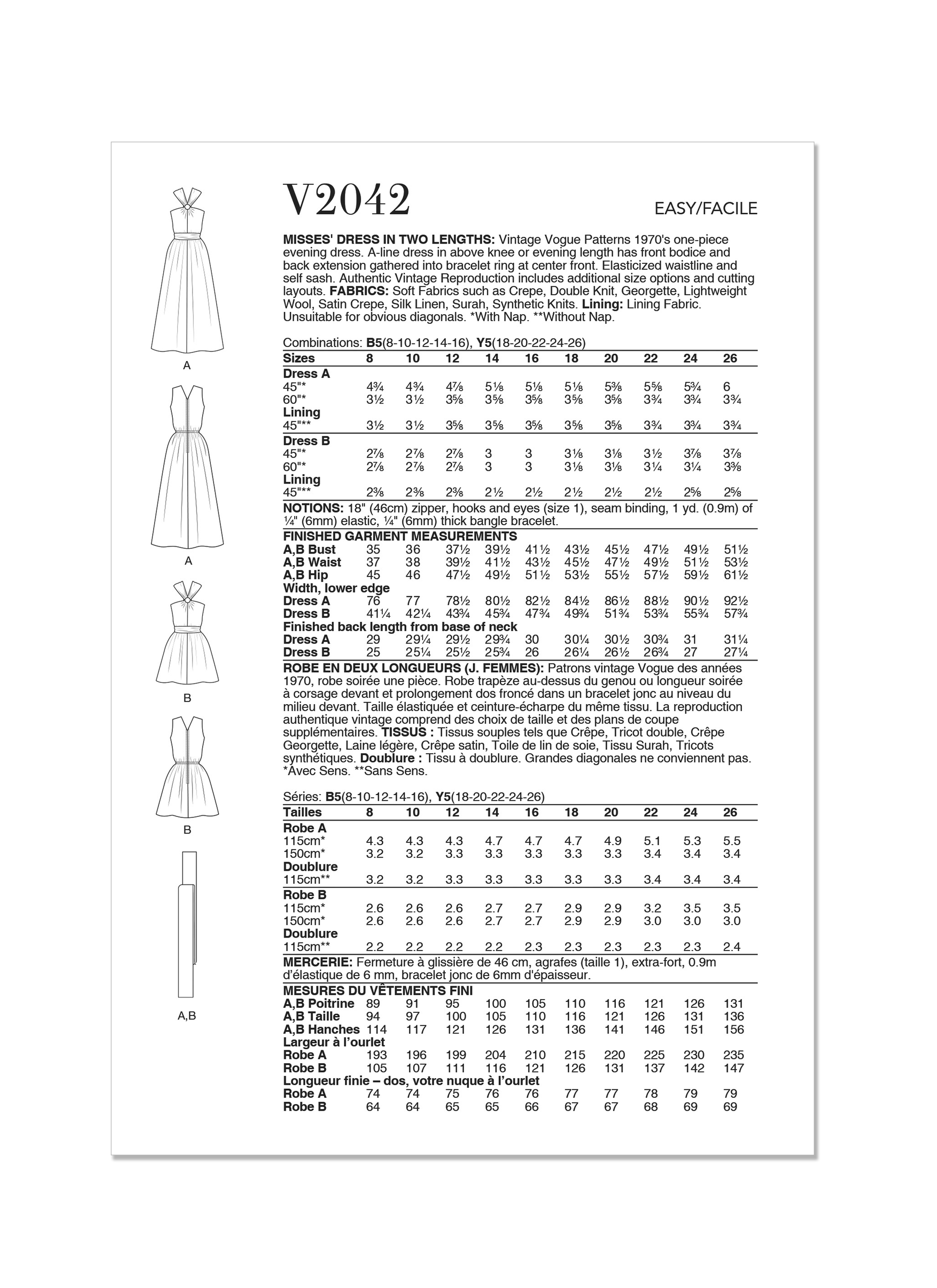 Vogue Pattern V2042 Misses' Dress