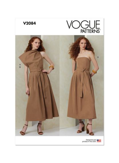 Vogue Pattern V2084 Misses' Dress with Belt and Overbodice