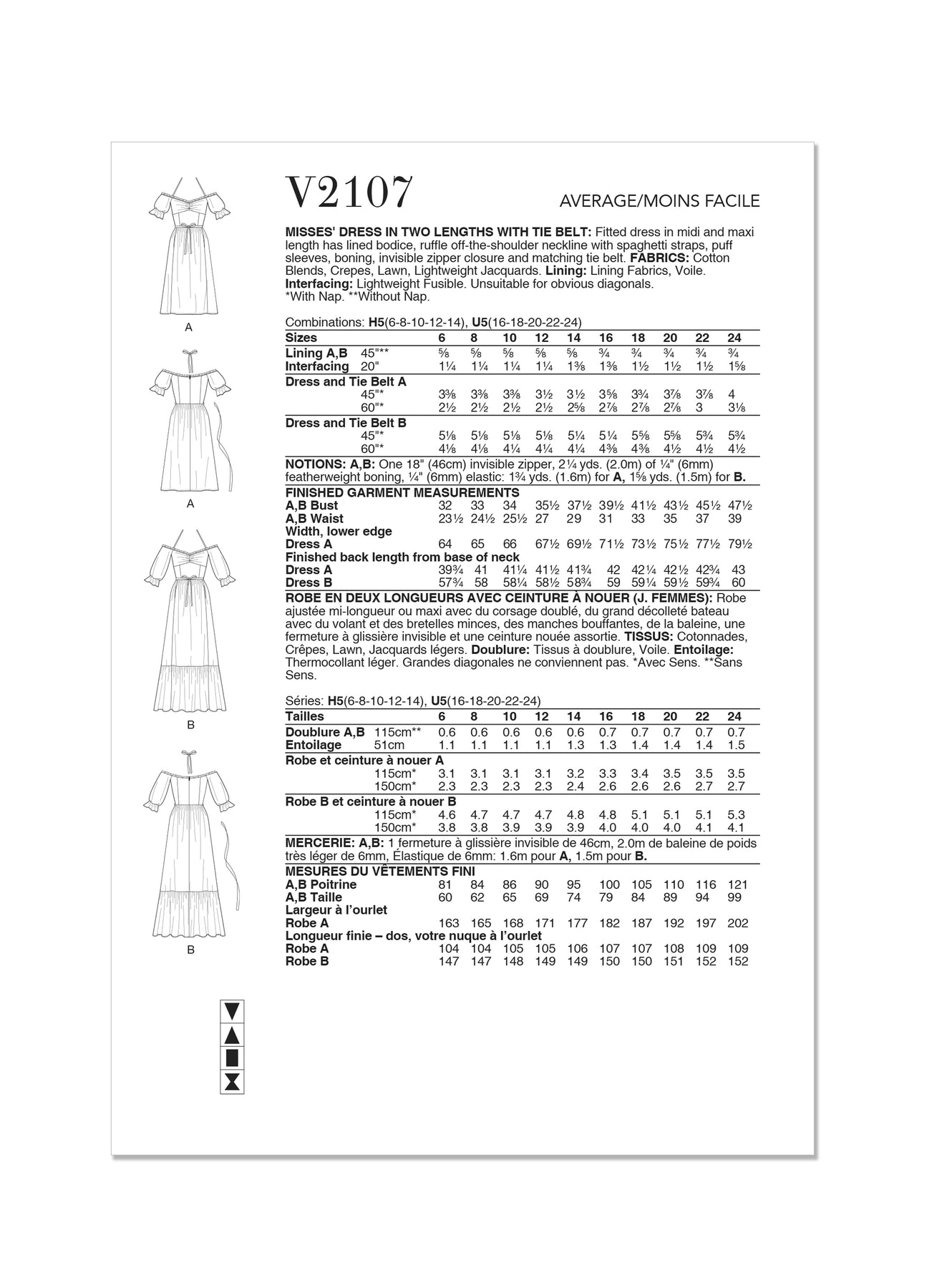 Vogue Pattern V2107 Misses' Dress