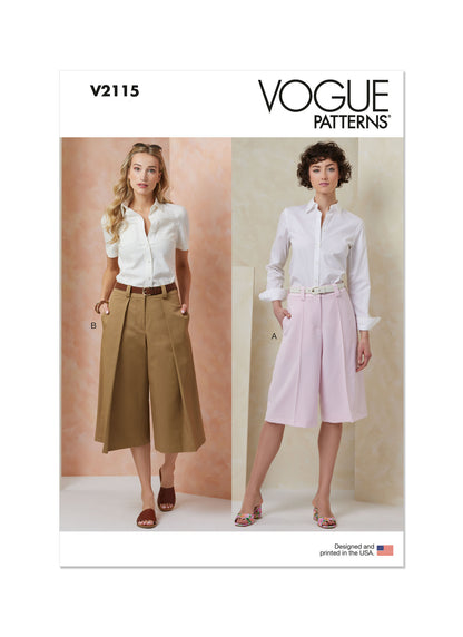 Vogue Pattern V2115 Misses' Shorts in Two Lengths