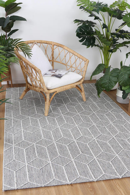 Vanuatu Sikua Grey Geometric Flatweave Rug