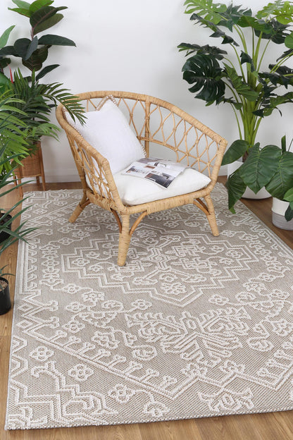 Vanuatu Waita Beige Tribal Flatweave Rug