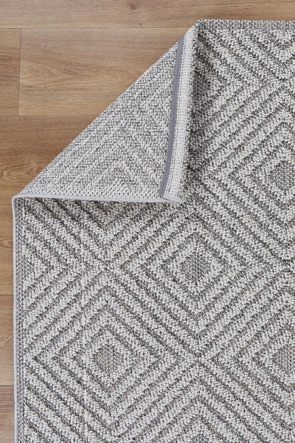 Vanuatu Fugui Grey Geometric Flatweave Rug