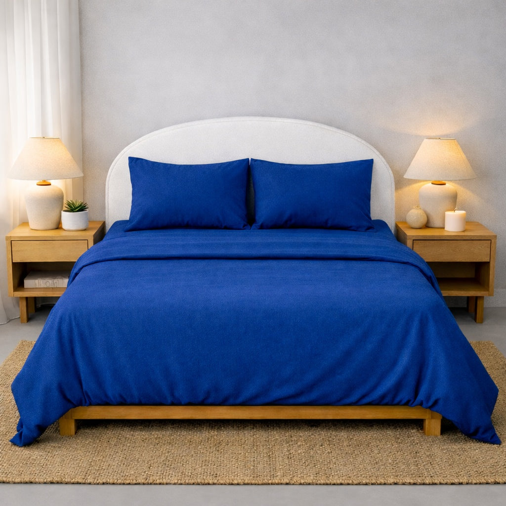 Athena Microfibre Bed Sheet Set - Blue | Super Soft & Easy Care