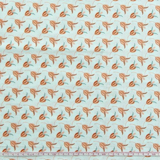Floral Fiesta Cotton Fabric, Mint Floral Bud- Width 112cm