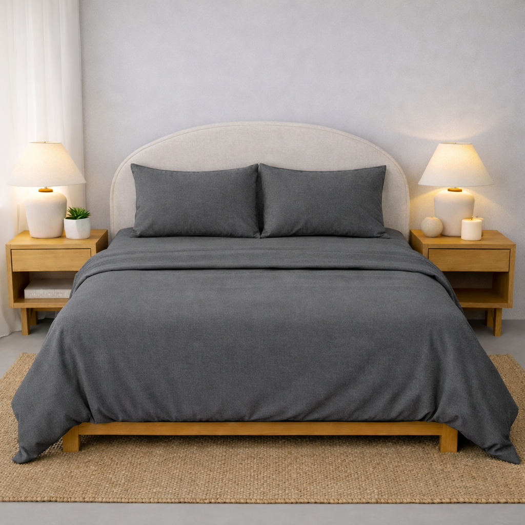 Athena Microfibre Bed Sheet Set - Grey | Super Soft & Easy Care