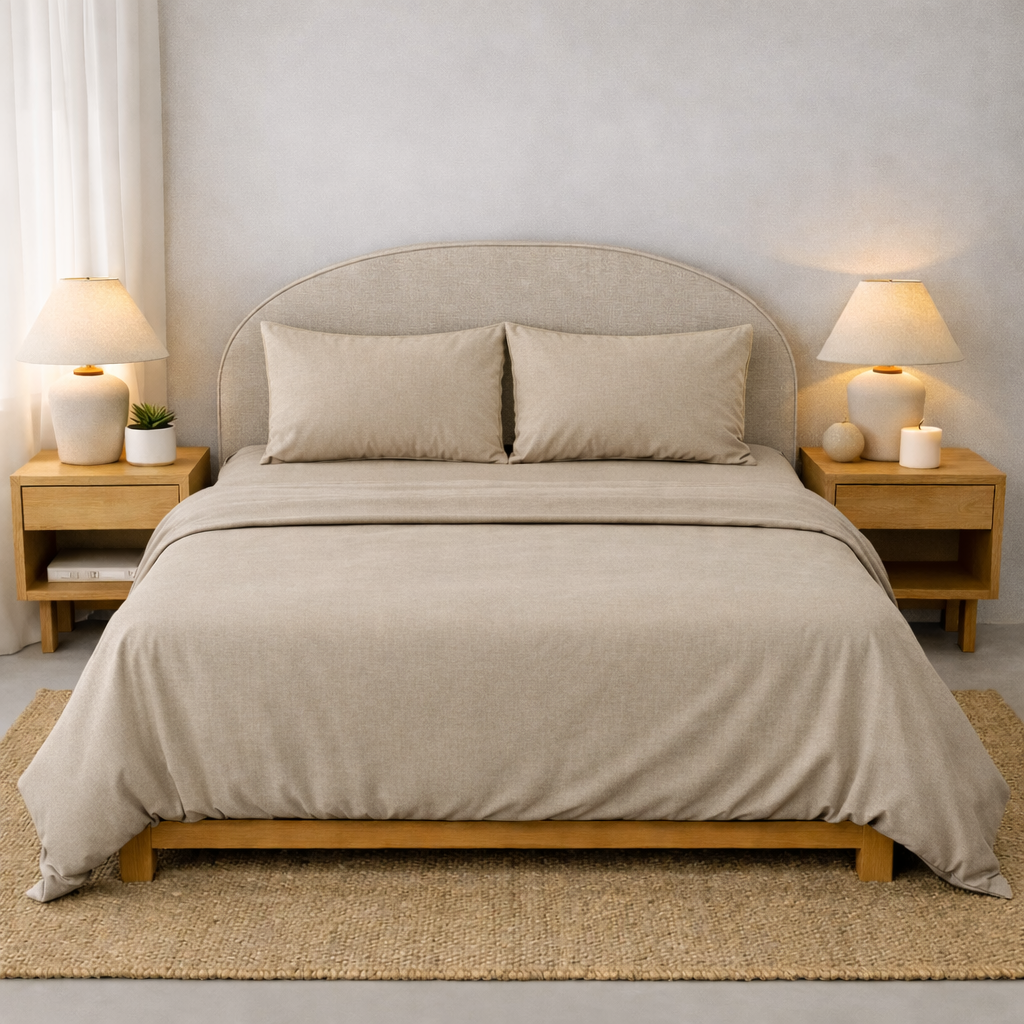 Athena Microfibre Bed Sheet Set - Double | Light Beige | Super Soft & Easy Care