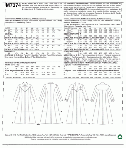 McCall's Pattern M7374 Collared and Seamed Coats