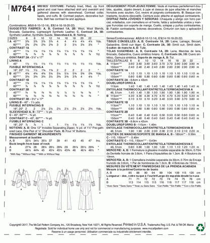 McCall's Pattern M7641 Misses' Jacket Costume with belt