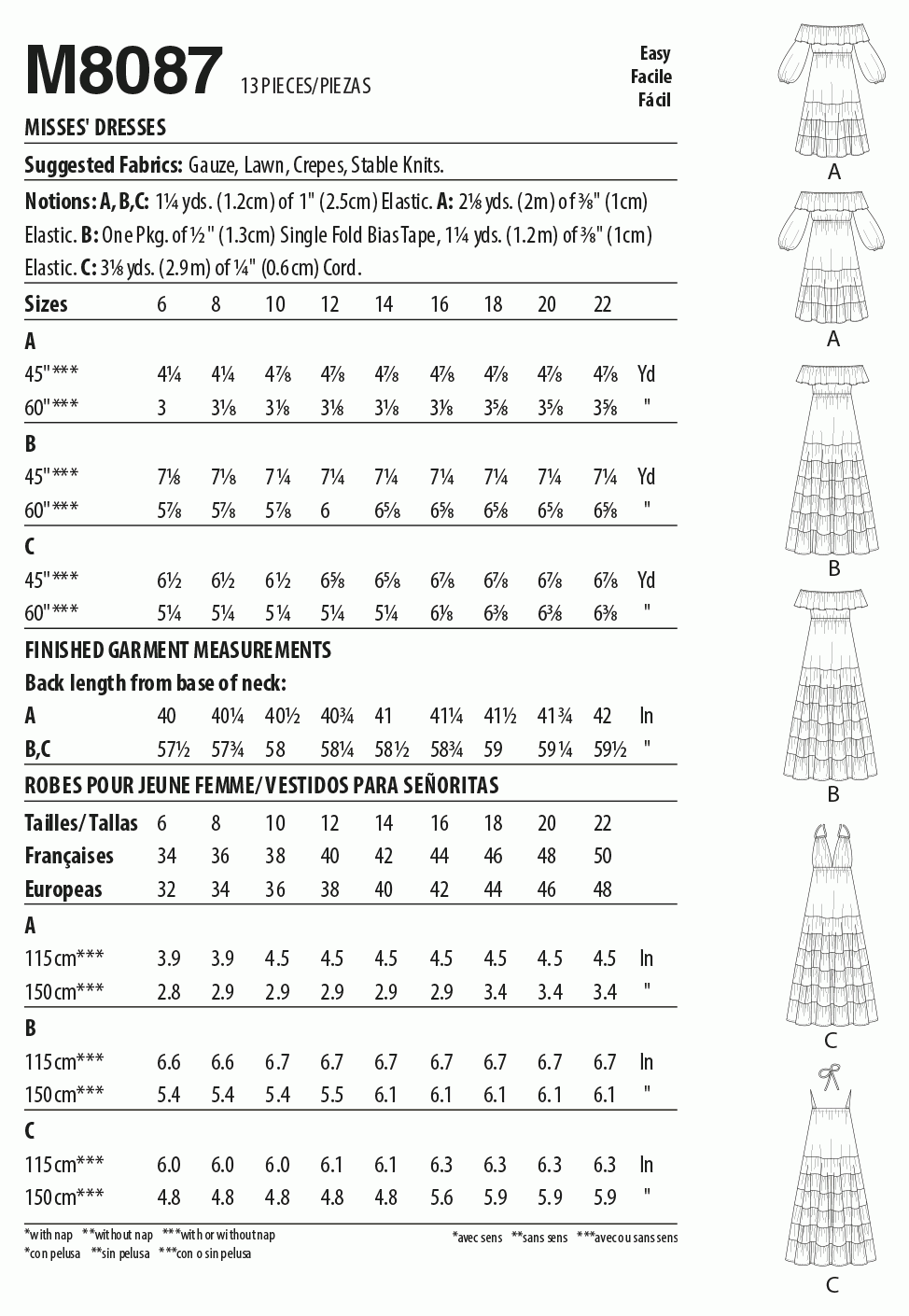McCall's Pattern Misses' Dresses M8087 E5