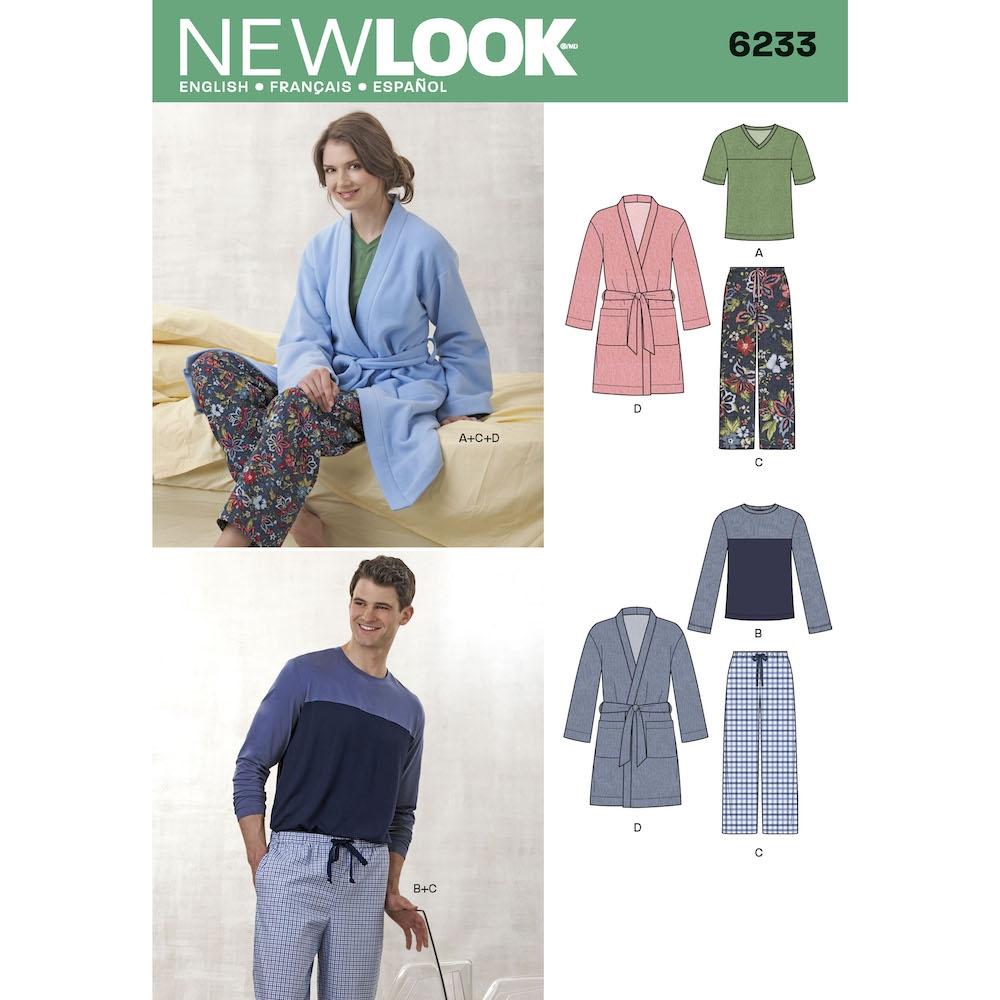 Newlook Pattern 6233 Unisex Pants, Robe and Knit Tops
