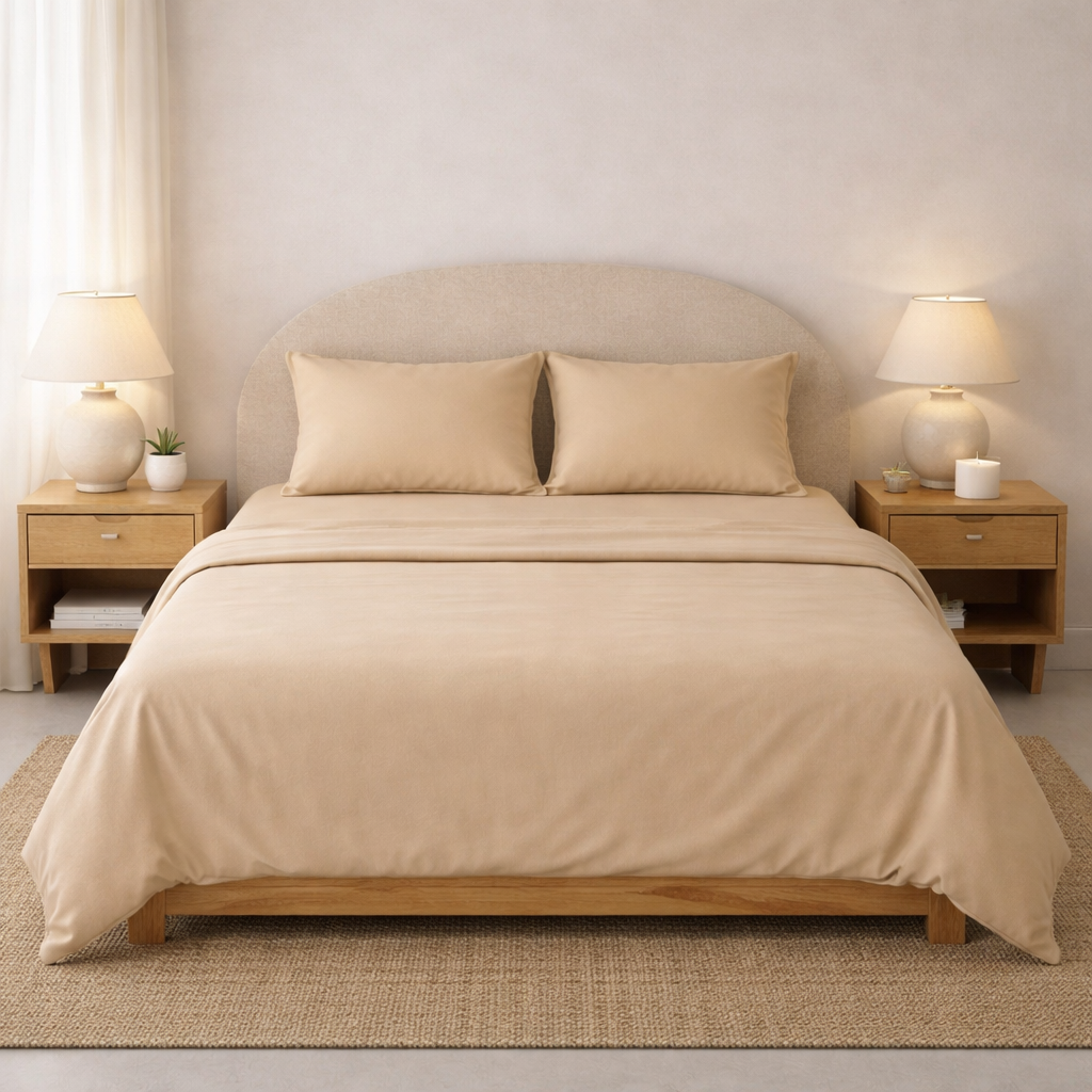 Athena Microfibre Bed Sheet Set - Sand | Super Soft & Easy Care