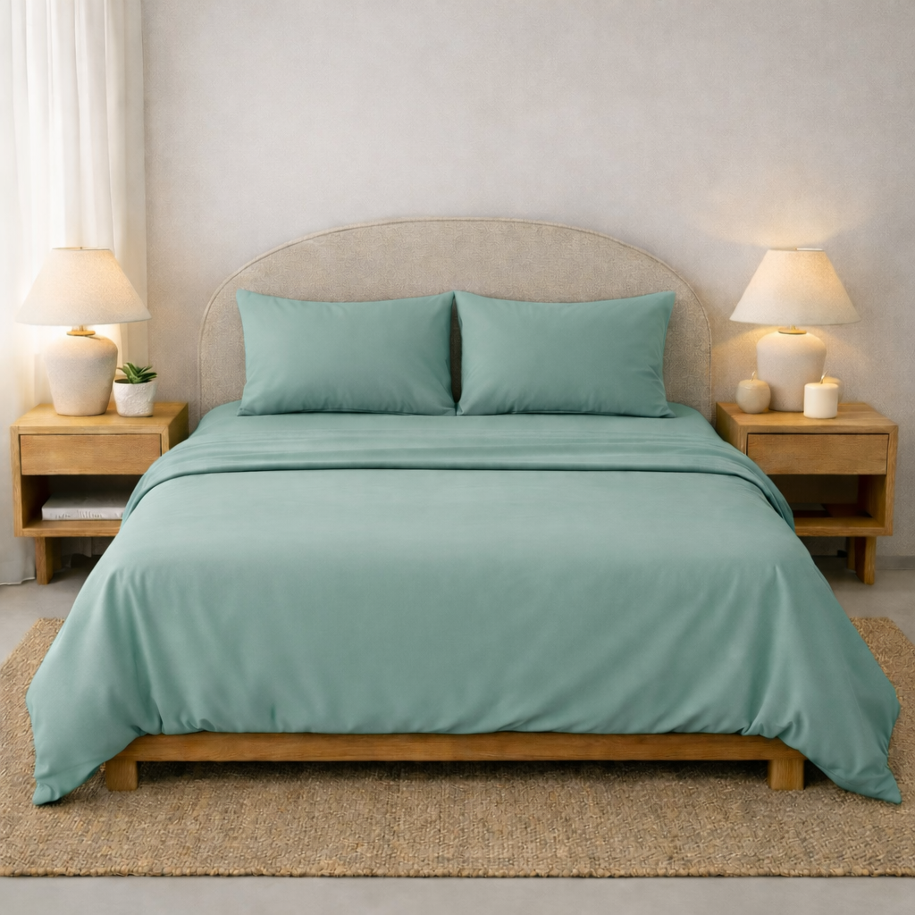 Athena Microfibre Bed Sheet Set - Queen | Seafoam | Super Soft & Easy Care