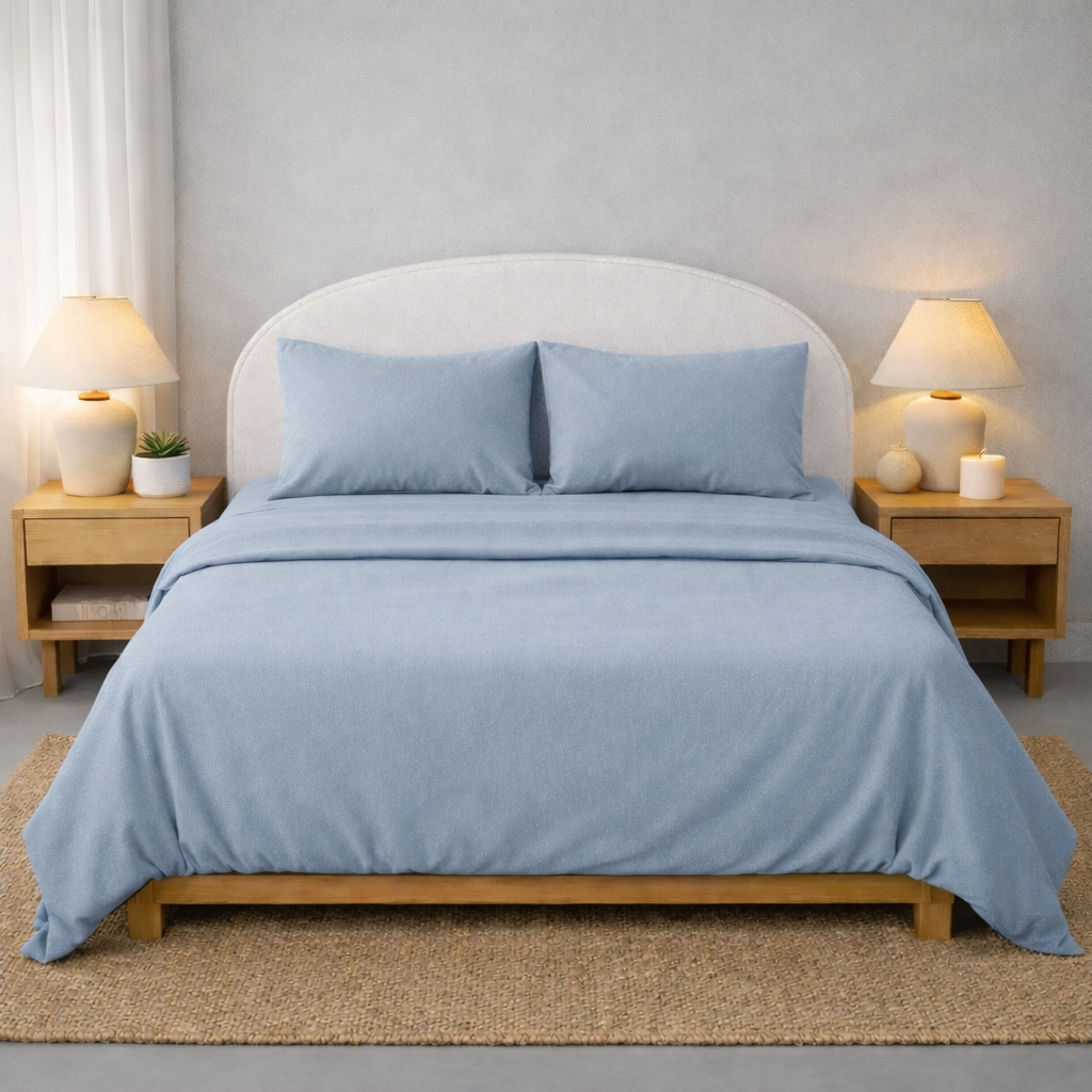 Athena Microfibre Bed Sheet Set - Sky Blue | Super Soft & Easy Care