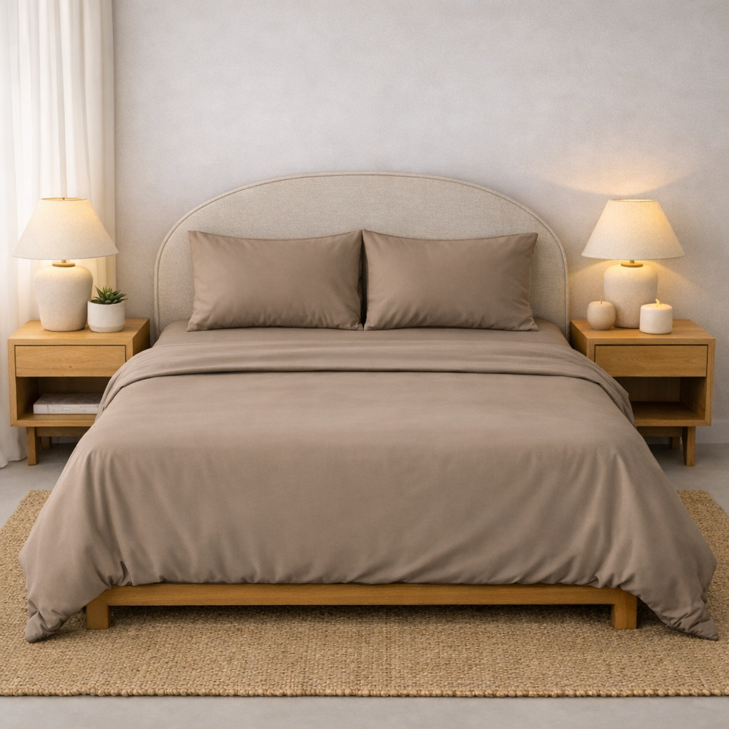 Athena Microfibre Bed Sheet Set - Taupe | Super Soft & Easy Care