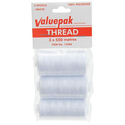 Valuepak 3x500m Thread, White- 3pk