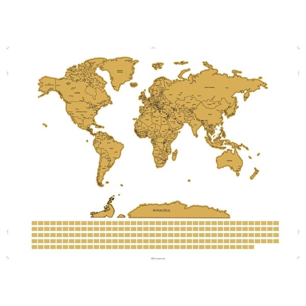 Makr Scratch Off Map of the World, Black/Gold- 82x59cm