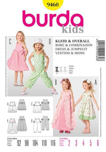 Burda Pattern 9460 Girls Dress  &  Jumpsuit