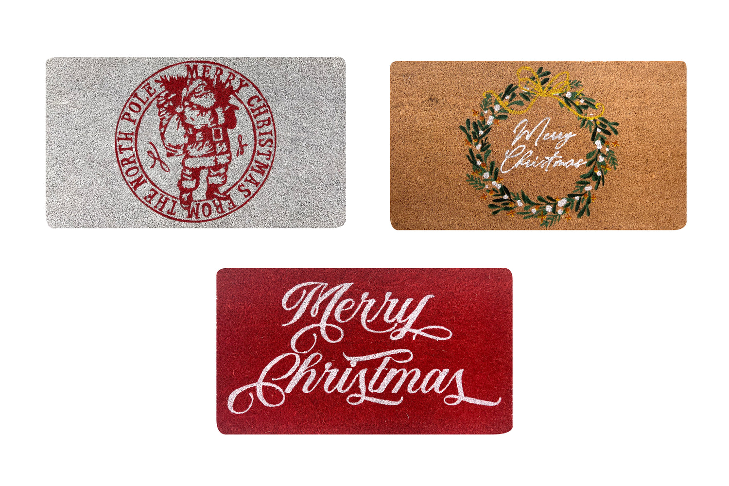 Christmas Merry Christmas Tufted Coir Door Mat, 3 Assorted- 70x40cm