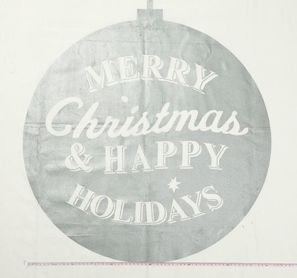 Christmas Cotton Fabric, Silver Glitter Ball- Width 112cm