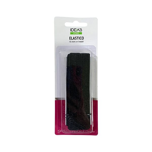 Idea's Home Elastic, Black- 15mm x 4m