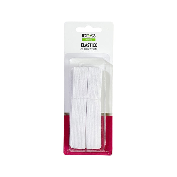 Idea's Home Elastic, White- 20mm x 3m