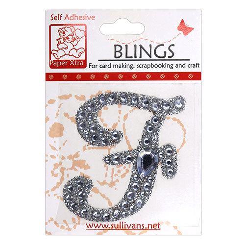 Stick On Bling Letter, Cursive F- 55mm