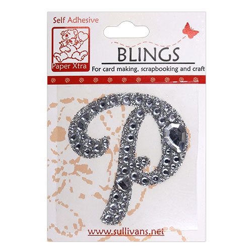 Stick On Bling Letter, Cursive P- 55mm