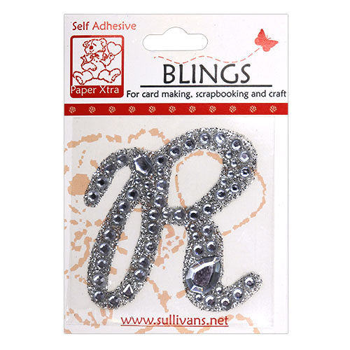 Stick On Bling Letter, Cursive R- 55mm Media 1 of 1