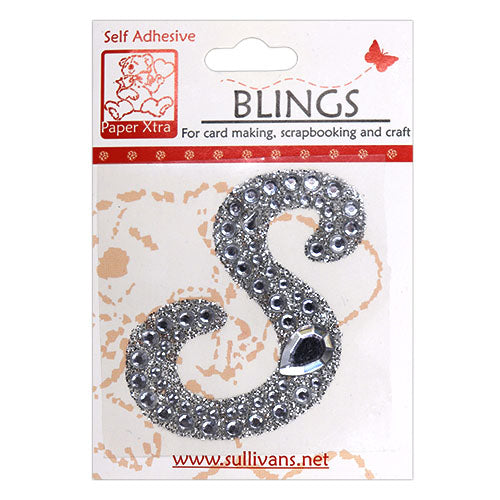 Stick On Bling Letter, Cursive S- 55mm