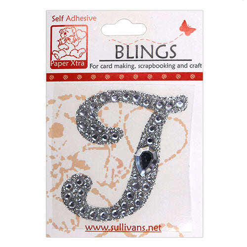 Stick On Bling Letter, Cursive T- 55mm