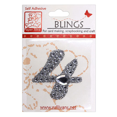 Stick On Bling Number, Cursive 4- 55mm