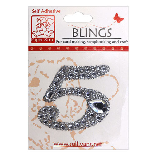 Stick On Bling Number, Cursive 5- 55mm