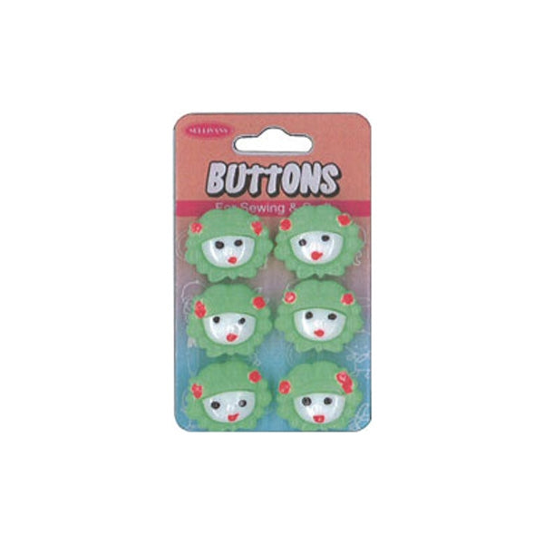 Sullivans Plastic Button, Green Girl