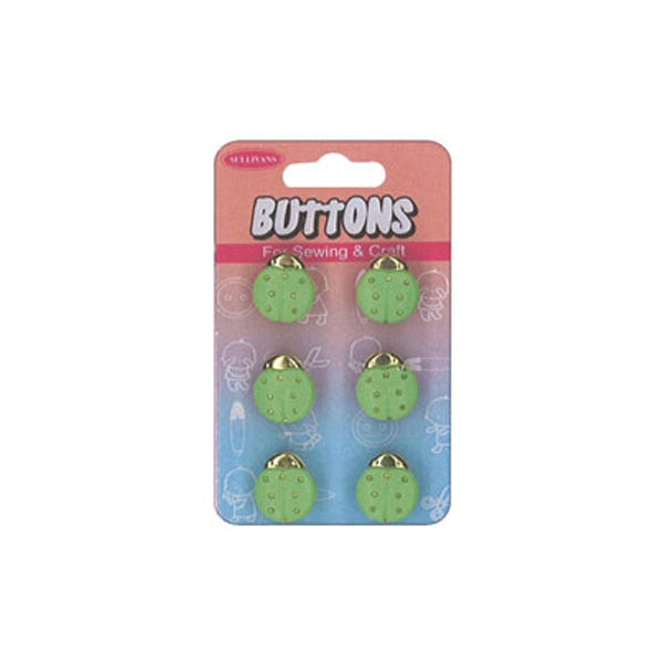 Sullivans Plastic Button, Green Bug