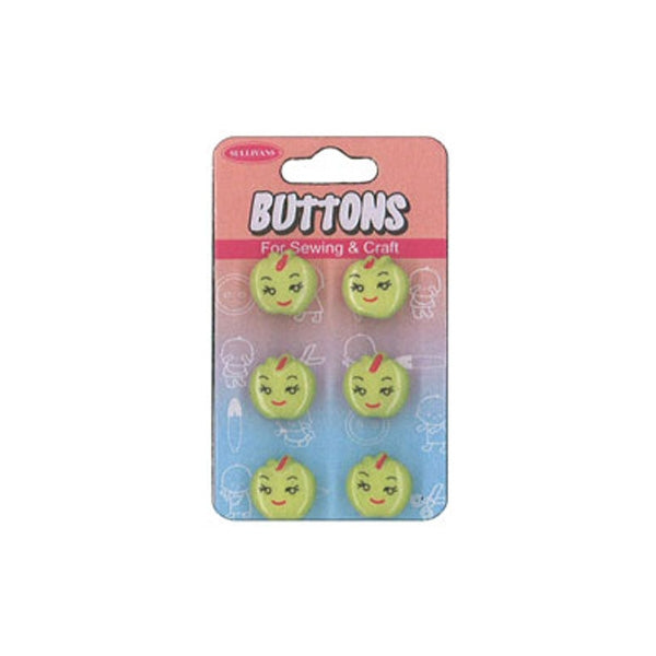 Sullivans Plastic Button, Green Apple