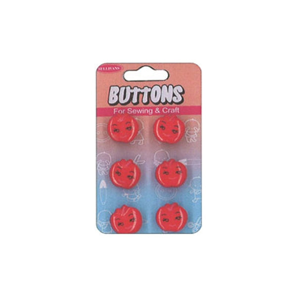 Sullivans Plastic Button, Red Apple