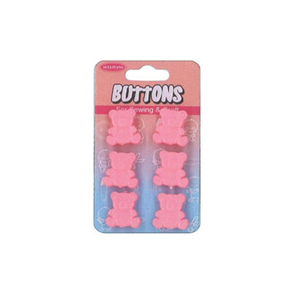 Sullivans Plastic Button, Pink Bear