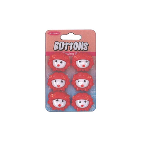 Sullivans Plastic Button, Red Girl