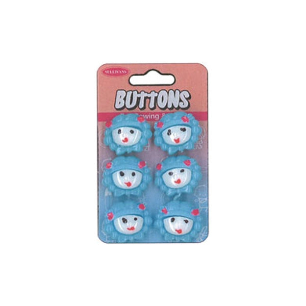 Sullivans Plastic Button, Blue Girl