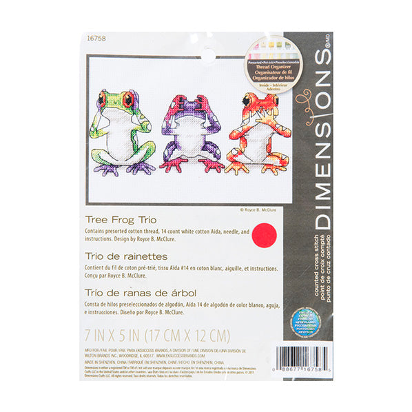 Simplicity Stitch Kit, Tree Frog Trio- 17 x 12cm