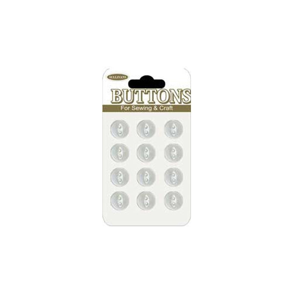 Sullivans Plastic Button, Frosted- 9 mm