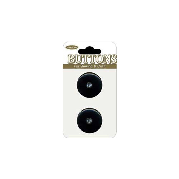 Sullivans Plastic Button, Black / Bling- 21 mm