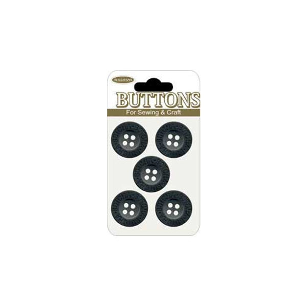 Sullivans Plastic Button, Black- 18 mm