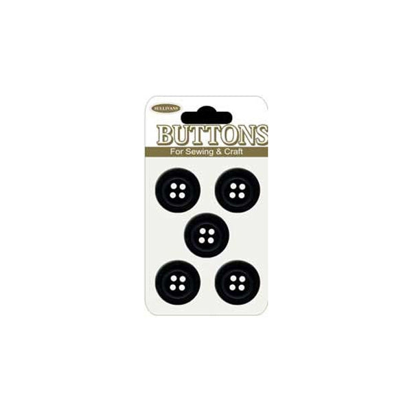 Sullivans Plastic Button, Black- 16 mm