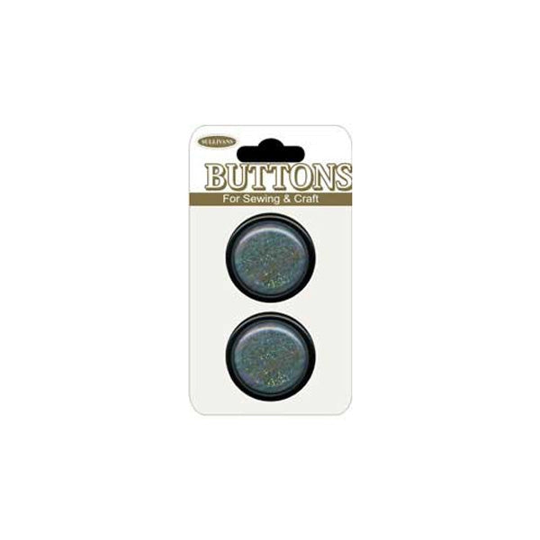 Sullivans Plastic Button, Black / Multi With Glitter- 25 mm